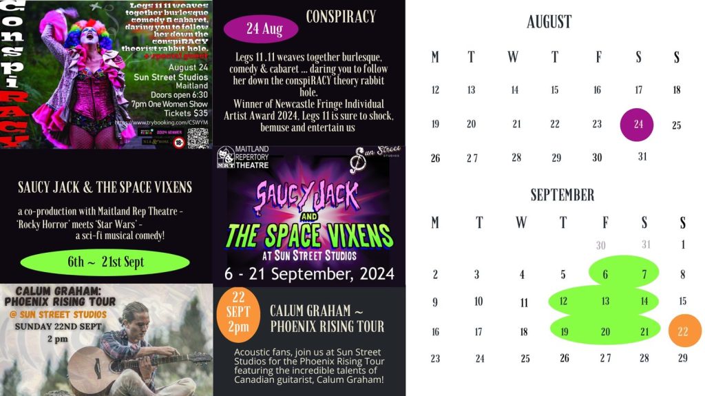 A calendar of events as displayed in the What's on page